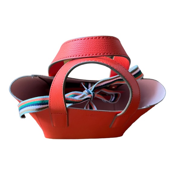 Loeffler Randall Ribbon Mini Leather Shopper Persimmon Red Convertible Crossbody - Picture 10 of 16